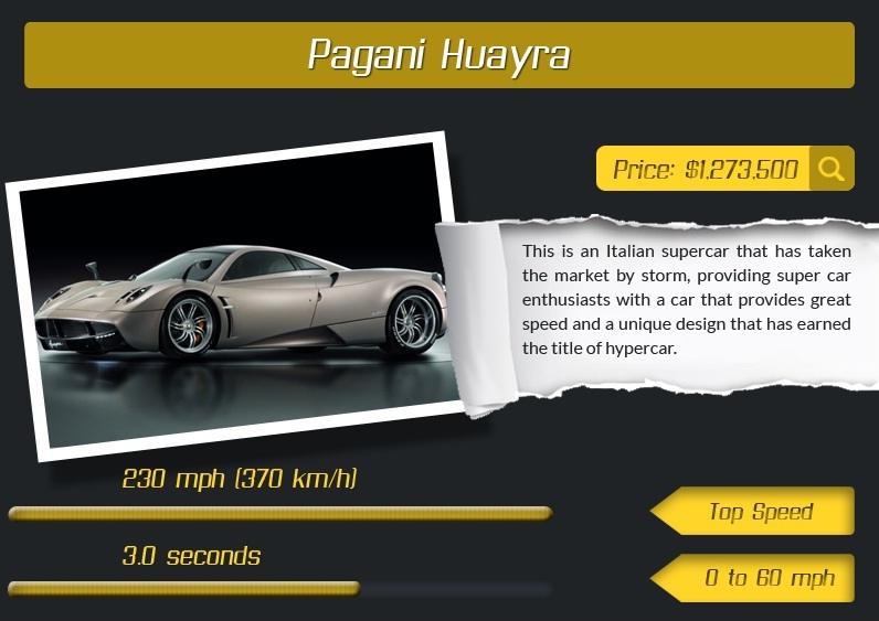 Pagani Huayra- Top 10 Fastest Cars in the World ( INFOGRAPHIC)
